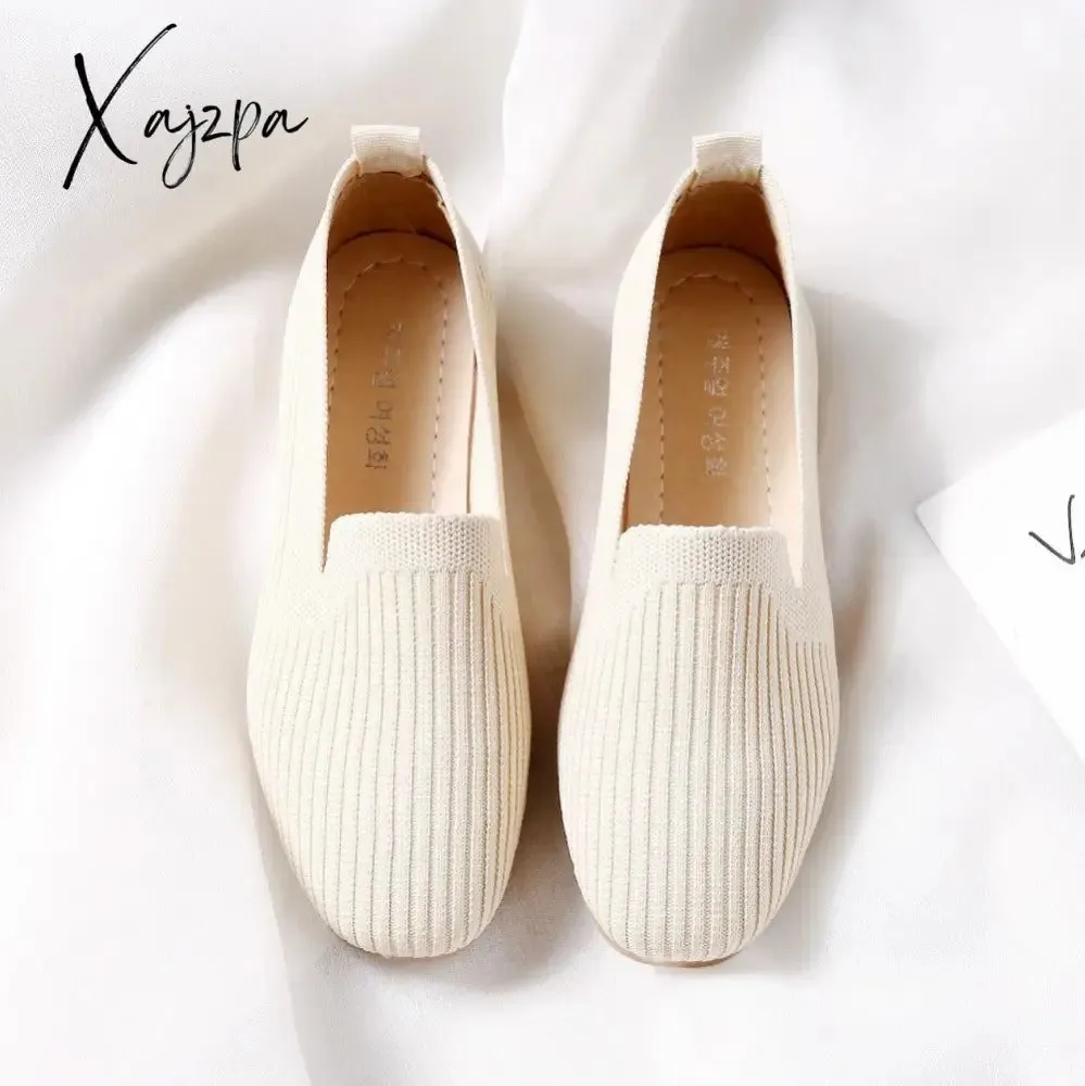 Xajzpa - Women's Casual Shoes Knitting Fabric Breathable Flats