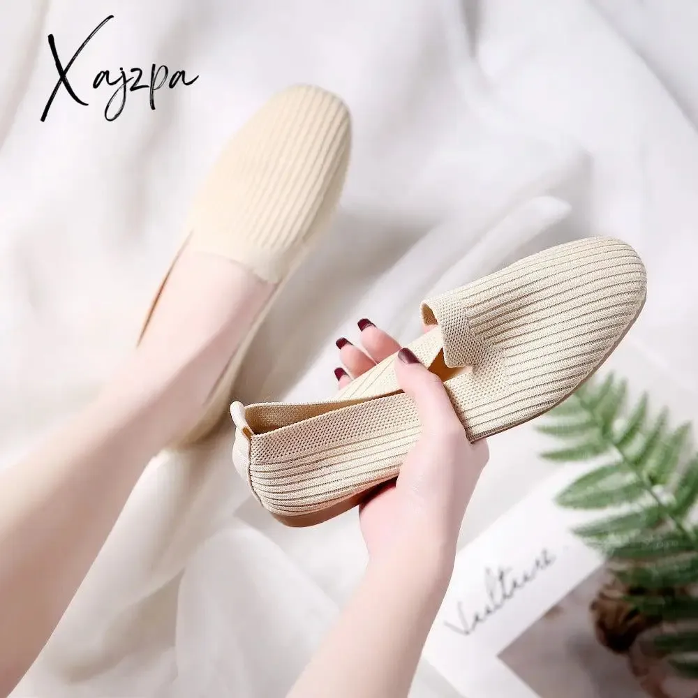 Xajzpa - Women's Casual Shoes Knitting Fabric Breathable Flats