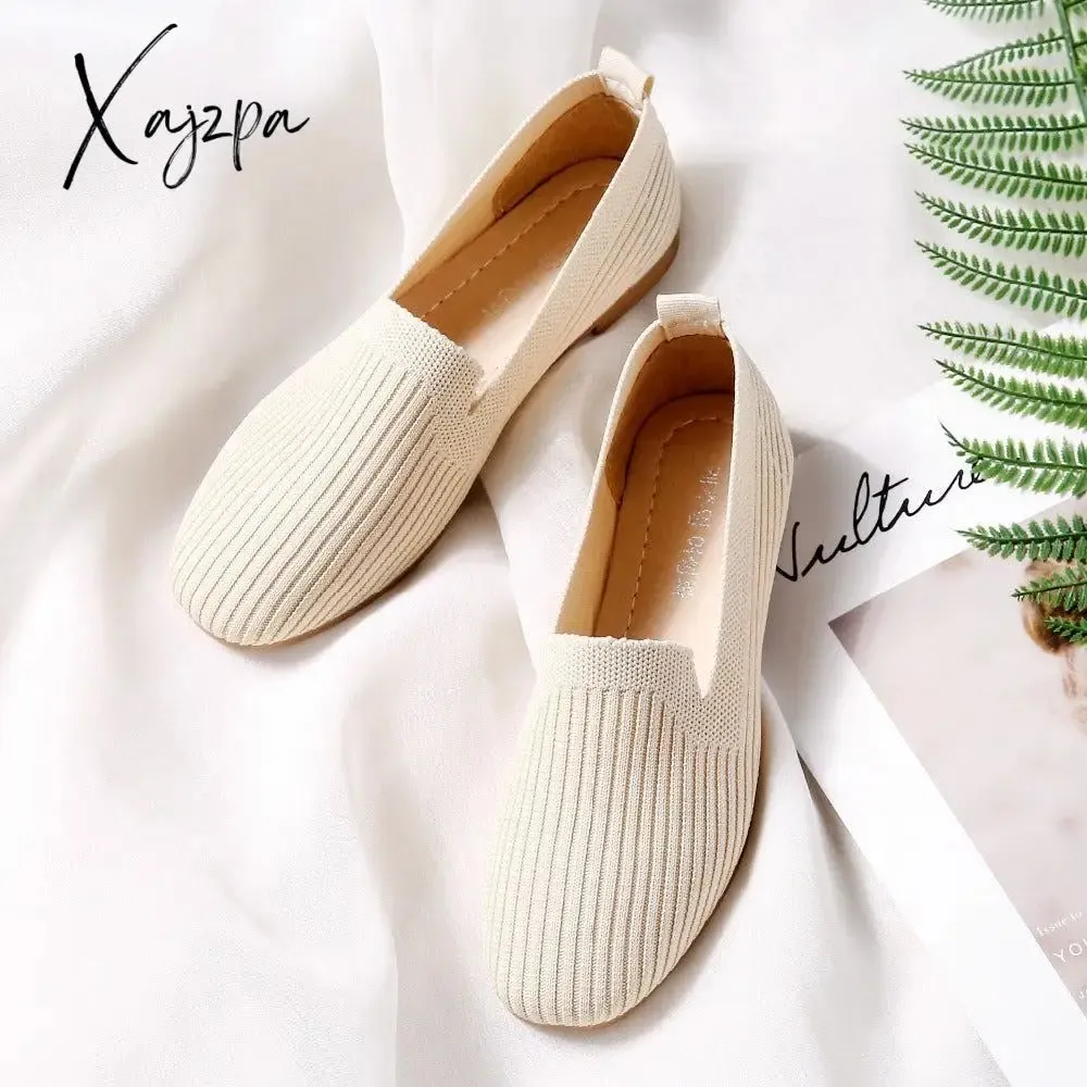 Xajzpa - Women's Casual Shoes Knitting Fabric Breathable Flats