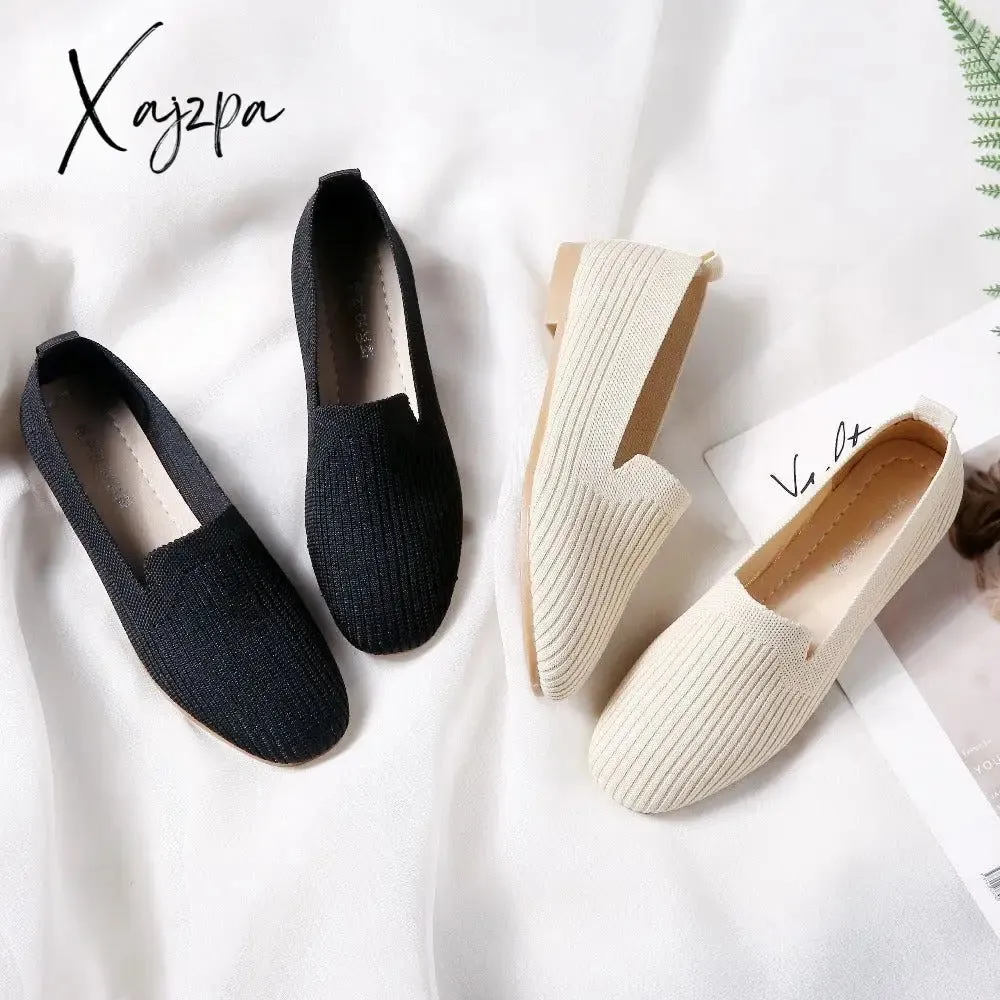 Xajzpa - Women's Casual Shoes Knitting Fabric Breathable Flats