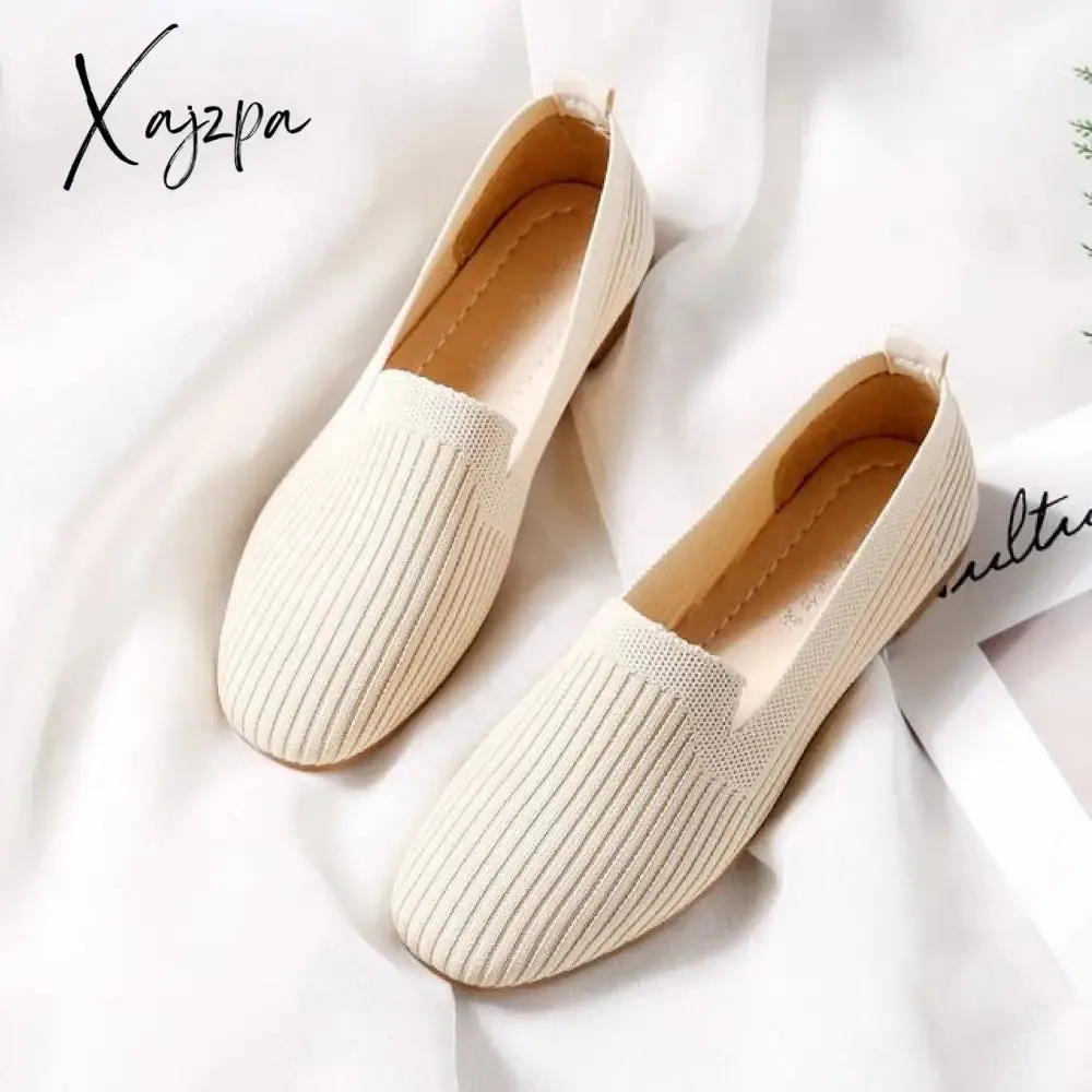 Xajzpa - Women's Casual Shoes Knitting Fabric Breathable Flats