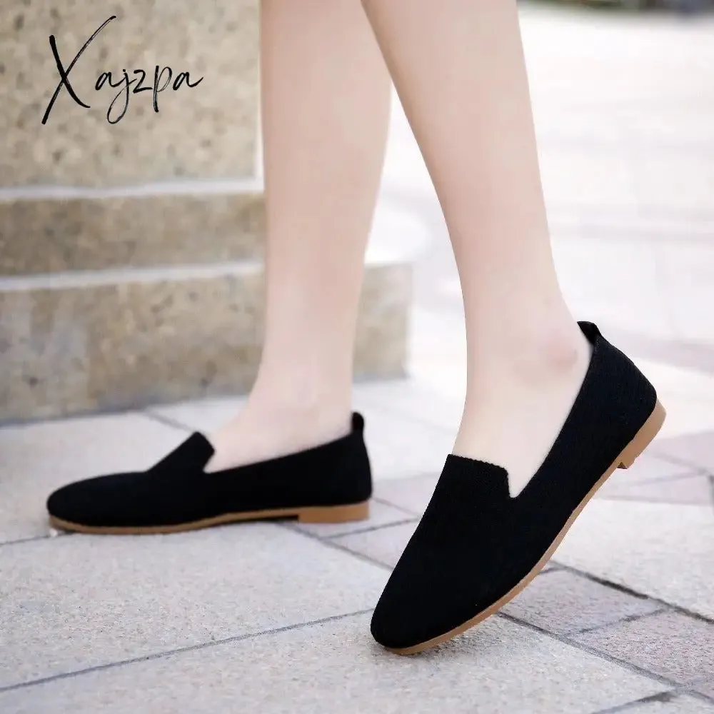 Xajzpa - Women's Casual Shoes Knitting Fabric Breathable Flats