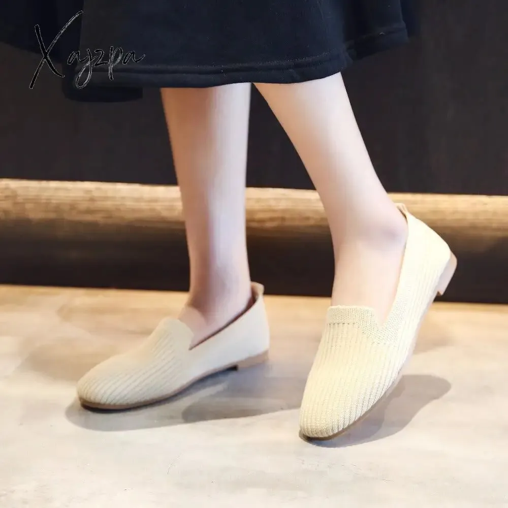 Xajzpa - Women's Casual Shoes Knitting Fabric Breathable Flats