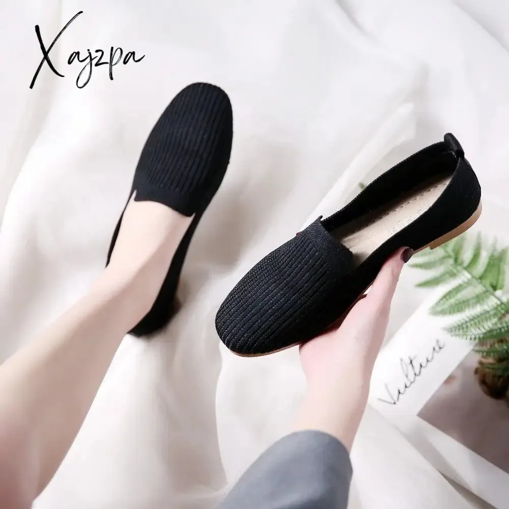 Xajzpa - Women's Casual Shoes Knitting Fabric Breathable Flats