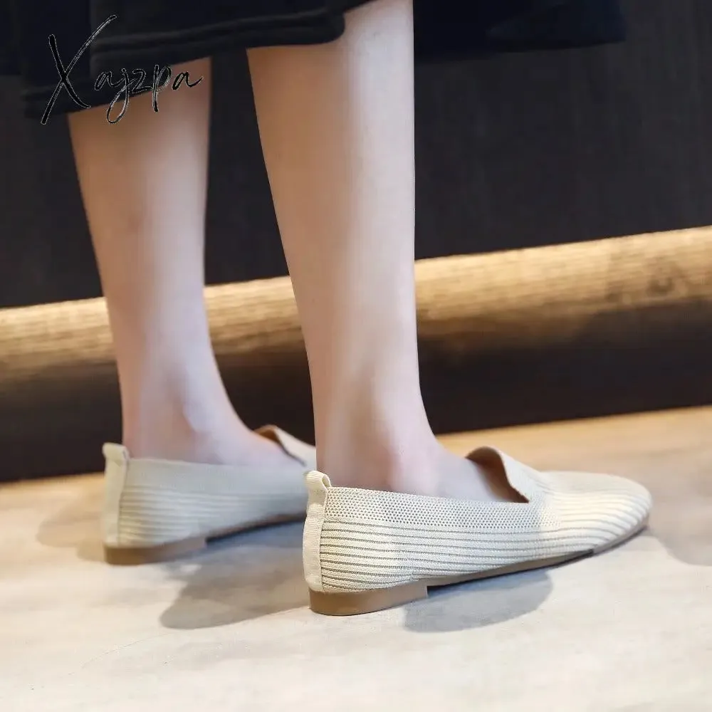 Xajzpa - Women's Casual Shoes Knitting Fabric Breathable Flats