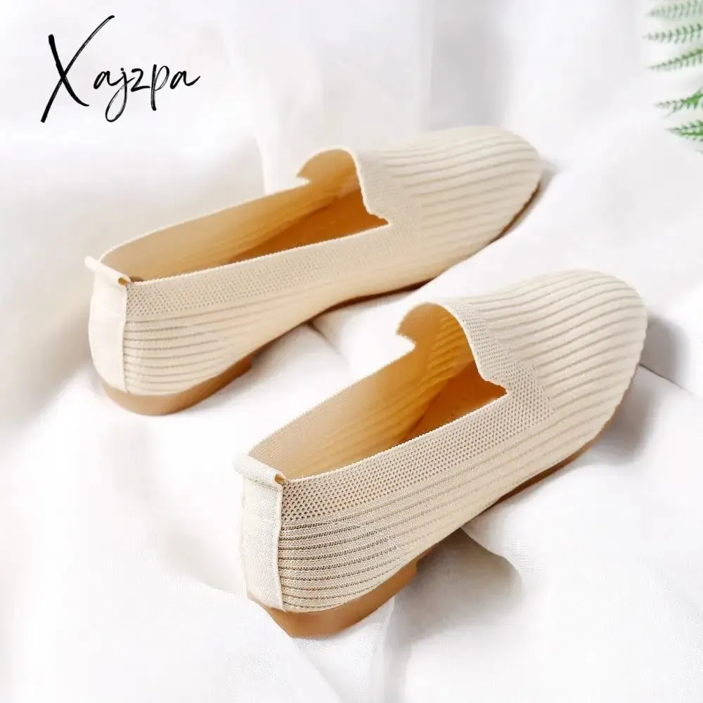 Xajzpa - Women's Casual Shoes Knitting Fabric Breathable Flats