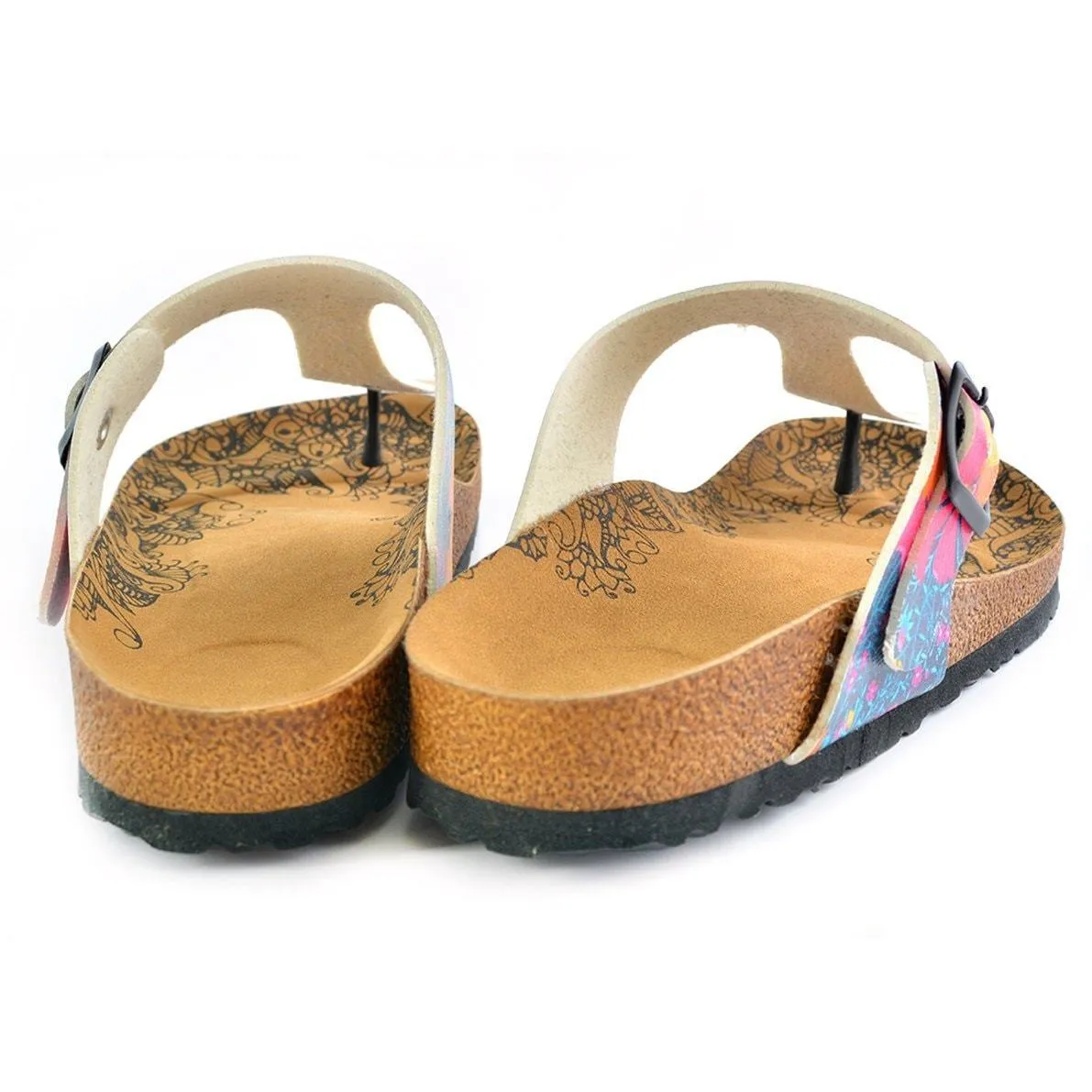 Yellow & Blue Meow T-Strap Sandal CAL517