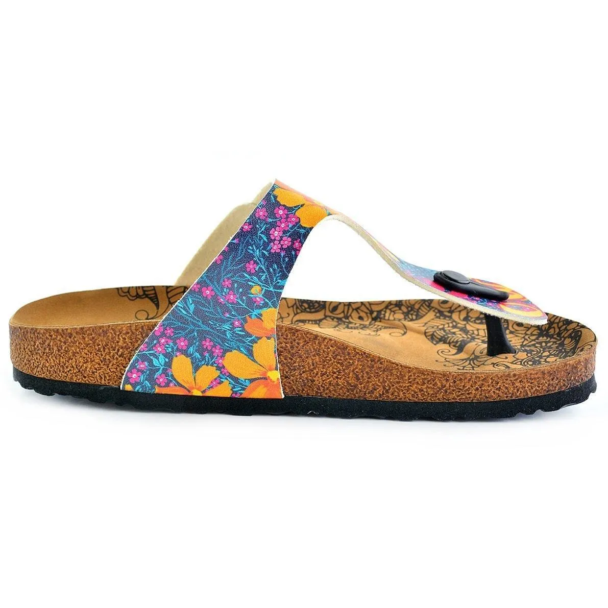 Yellow & Blue Meow T-Strap Sandal CAL517