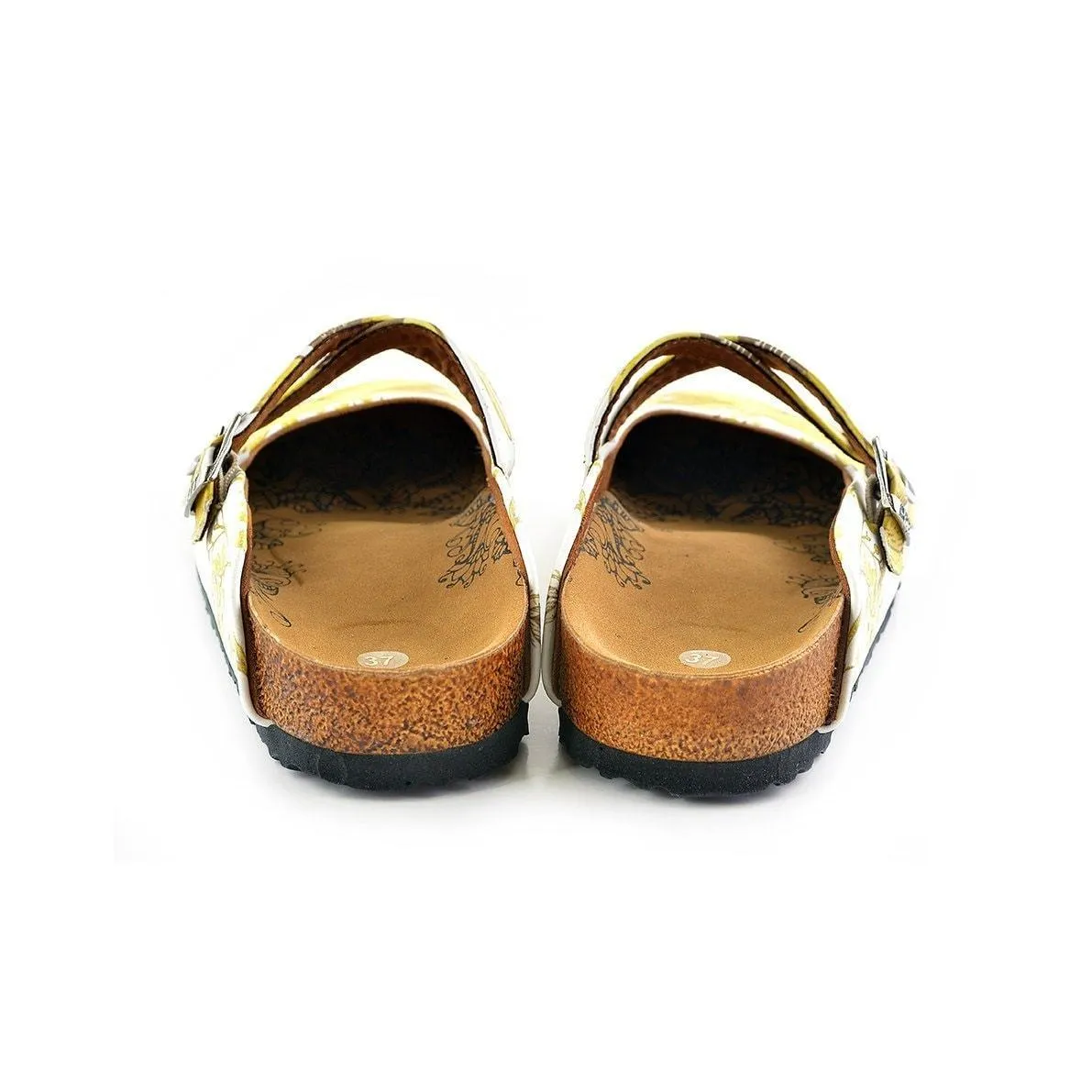 Yellow & White Bird Cross-Strap Clogs WCAL135