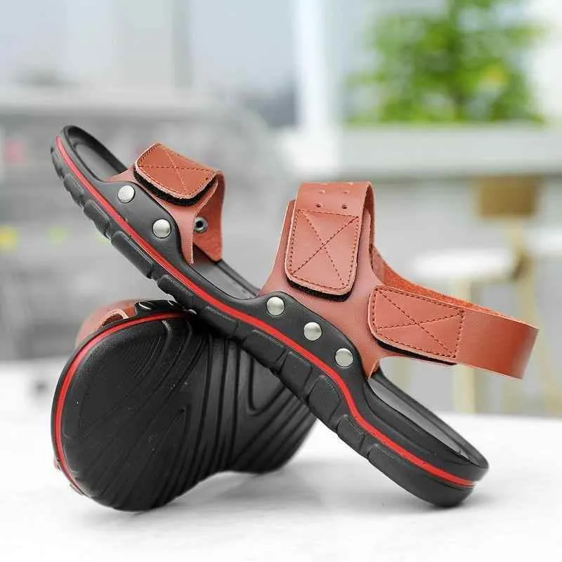 YOS0406 Men's Casual Leather Sandals: Breathable Shoes Slippers