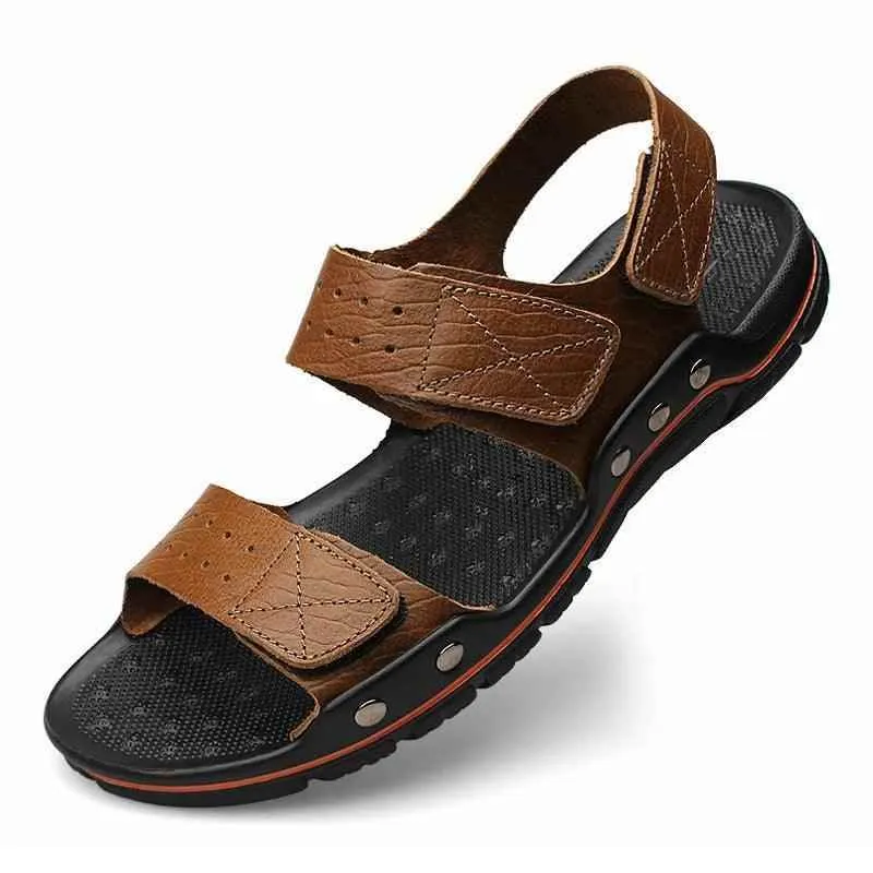 YOS0406 Men's Casual Leather Sandals: Breathable Shoes Slippers